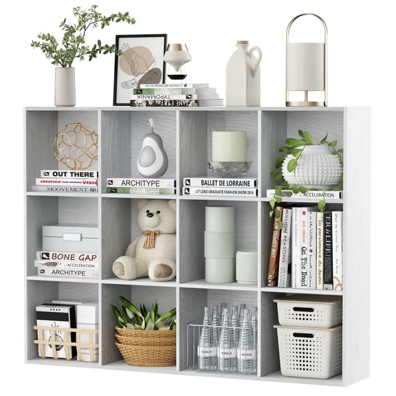 Jpiziso 12 Cube Storage Organizer Vertical or Horizontal Bookcase, Open Book Shelf for Bedroom, Living Room, Office
