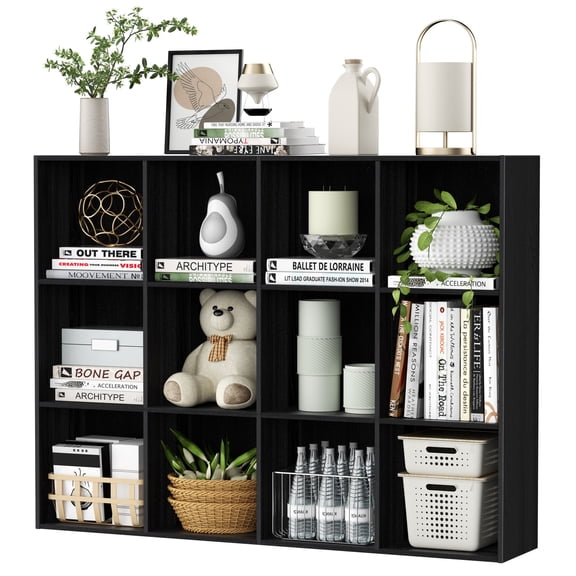 Jpiziso 12 Cube Storage Organizer Vertical or Horizontal Bookcase, Open Book Shelf for Bedroom, Living Room, Office
