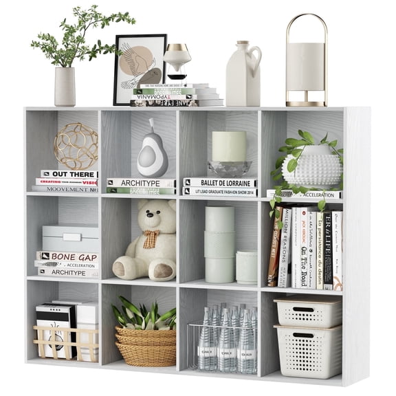 Jpiziso 12 Cube Storage Organizer Vertical or Horizontal Bookcase, Open Book Shelf for Bedroom, Living Room, Office