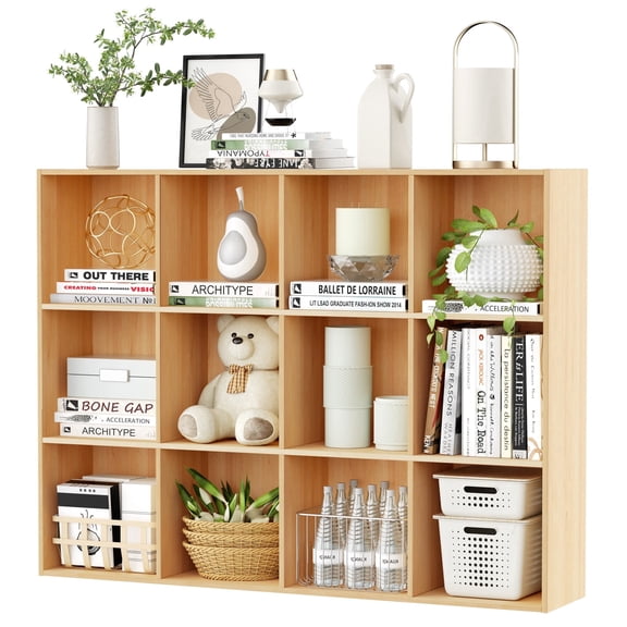 Jpiziso 12 Cube Storage Organizer Vertical or Horizontal Bookcase, Open Book Shelf for Bedroom, Living Room, Office