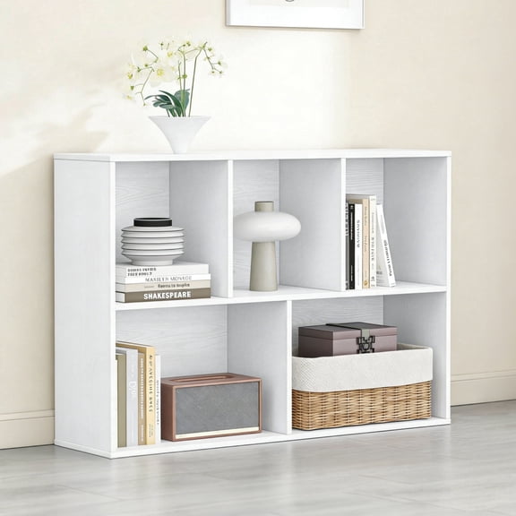 Jpiziso 5 Cube Storage Organizer, 35.98"x 9.45" x 24.09" Display Bookcases with Closed Back, White
