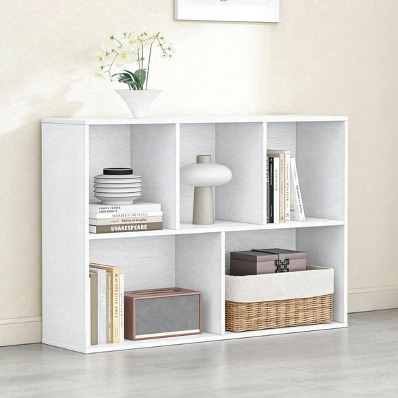 Jpiziso 5 Cube Storage Organizer 35.98"x 9.45" x 24.09" Bookcases with Closed Back for Home Office, Living Room, Bed Room White