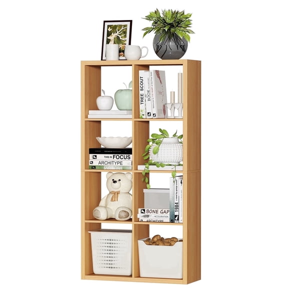 Jpiziso 8 Cube Storage Organizer 48.75" x 9.4" x 25.1" Cubicle Shelf Bookcase Natural-Oak for Home Office Bedroom Living Room