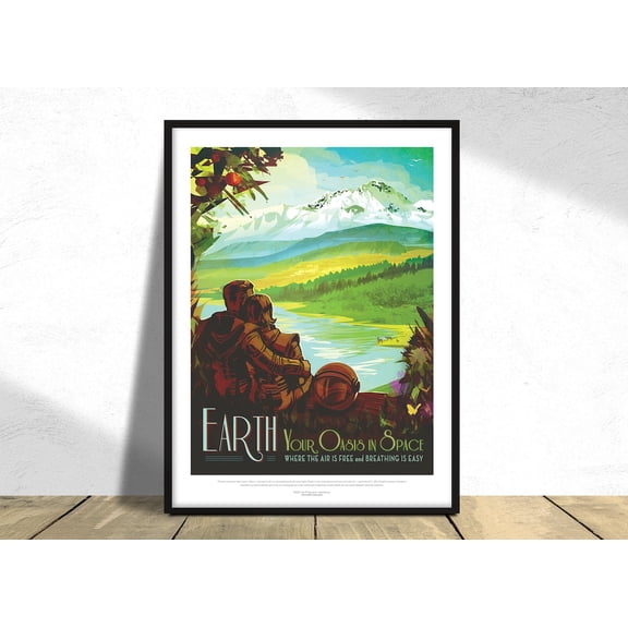 Jpl Visions Of The Future, Earth Nasa I Space Travel Art, Space Print, Nursery Room Decor, Planet Art Dec, Housewarming Gift, Planet #3962, Unframed Poster Size 12x18