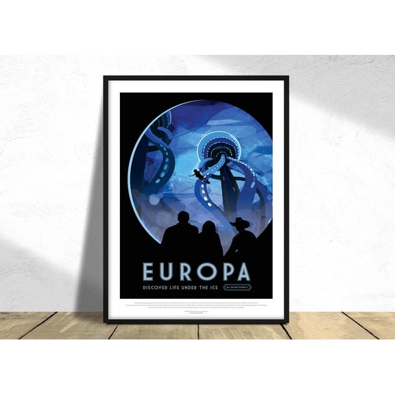 Jpl Visions Of The Future, Europa Nasa I Space Travel Art, Space Print, Nursery Room Decor, Planet Art Dec, Housewarming Gift, Nasa #4098, Unframed Canvas Size 8x12