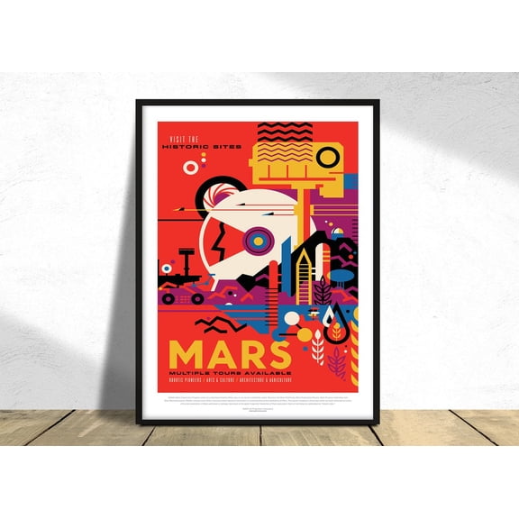 Jpl Visions Of The Future, Mars Nasa I Space Travel Art, Space Print, Nursery Room Decor, Planet Art Dec, Housewarming Gift, Planet #4024, Unframed Canvas Size 8x12