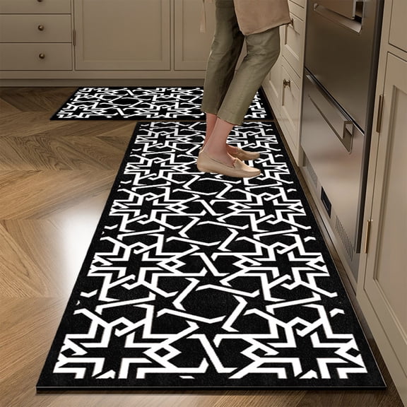 Jpxdew 2 Piece Non Slip Kitchen Rugs Set,Machine Washable Floor Mats 15.75x23.62/47.24in,Anti Fatigue Design for Sink Stove Areas Stain Resistant