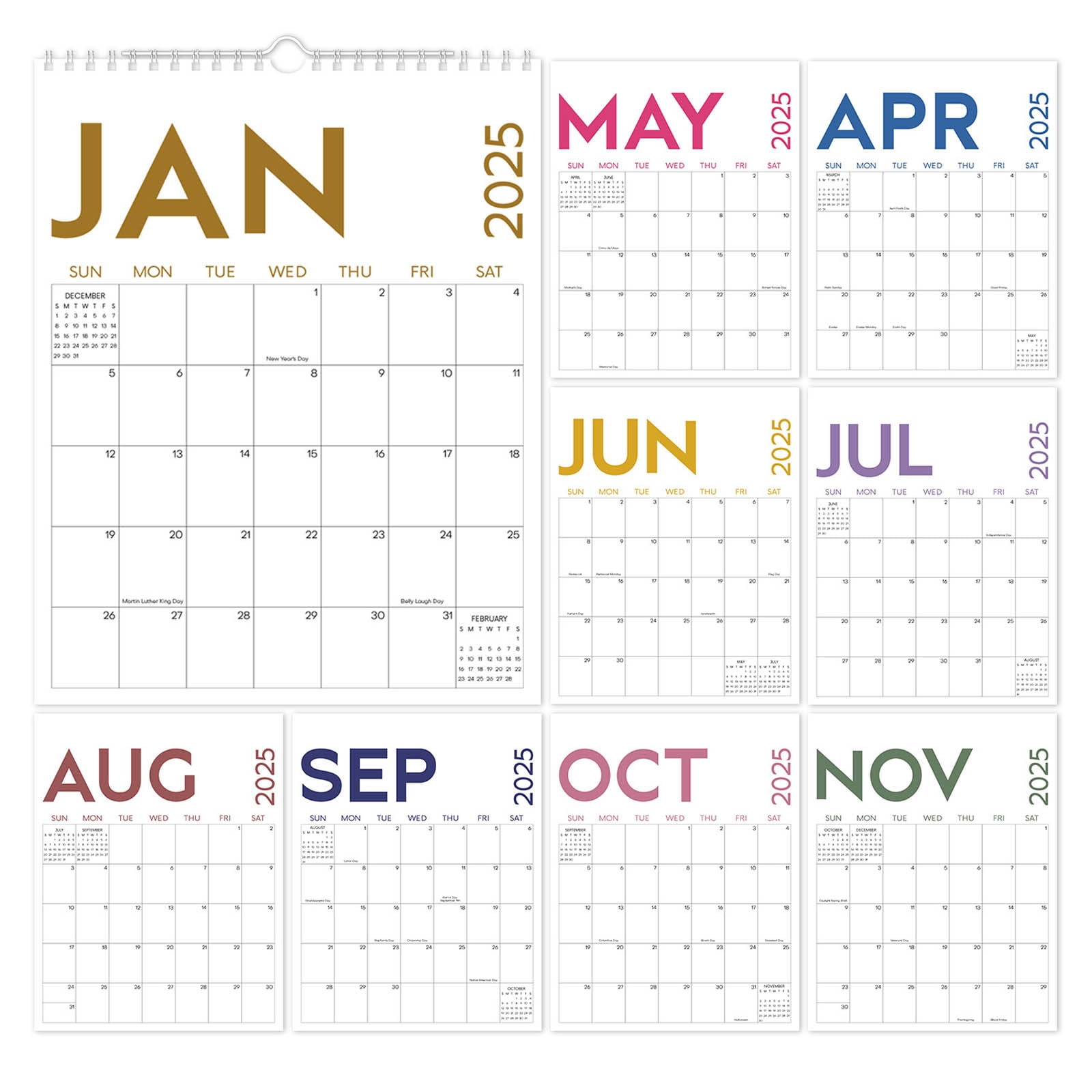 Jpxdew 20252026 Wall Calendar Clearance,12month,January 2025 to