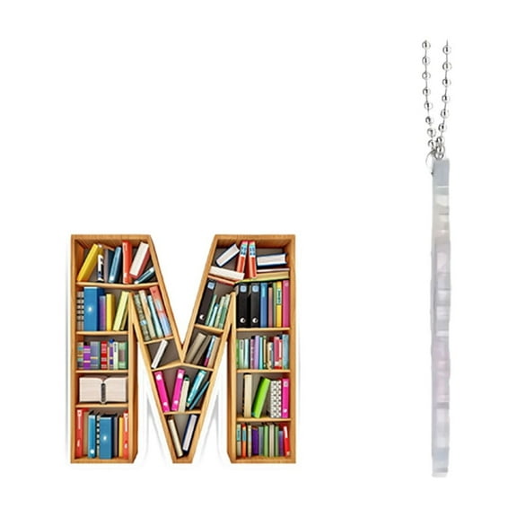 Jpxdew 26 Letters Acrylic Keychain Pendant for Book Lovers, Durable Alphabet Shelf Design Keychain with Colorful Letters (3.34x2.16 Inch), Gift for Readers, Students, Office Accessories