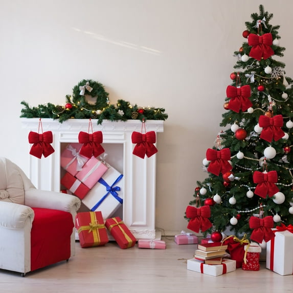 Jpxdew 3 Sizes Christmas Bows for Decorations, Extra Large Polyester Bow for Tree Topper, Wreath, Gift Wrapping, Mantel & Staircase Holiday Decor