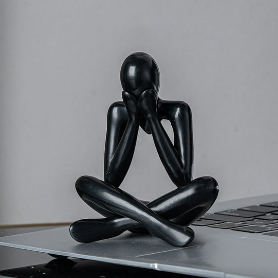 Jpxdew Abstract Resin Thinker Sculpture Office Decor, Collectible Philosopher Statue for Bookshelf, Housewarming Gift,4.3 Inch,Black