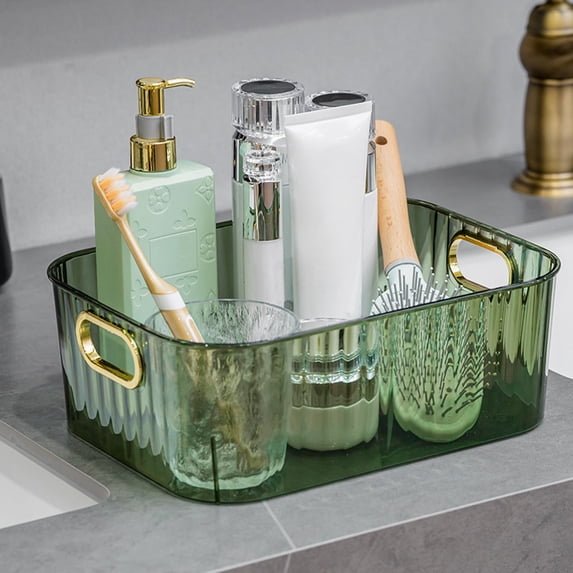 Jpxdew Clear Storage Basket 9x6x3.5in for Snacks, Cosmetics, Home Organization Plastic Bin,Green
