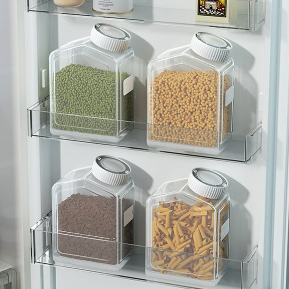 Jpxdew Airtight Food Storage Container - Clear Plastic Pantry Organizer for Flour, Rice, Sugar & Pet Food with Measuring Cup, 8.66x5.51x3.15IN