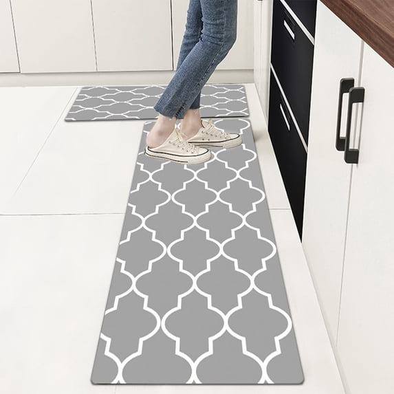 Jpxdew Anti Fatigue Kitchen Mats Set of 2,Non Slip Waterproof Rugs 19.6x62.9/31.4 Inch,Stain Resistant Floor Mat for Sink Office