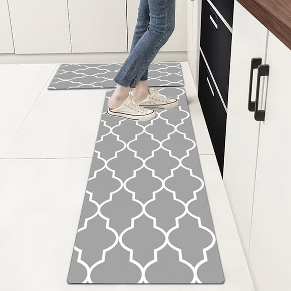 Jpxdew Anti Fatigue Kitchen Mats Set of 2,Non Slip Waterproof Rugs 19.6x62.9/31.4 Inch,Stain Resistant Floor Mat for Sink Office