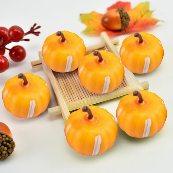 Jpxdew Artificial Mini Pumpkins for Home Garden Halloween Thanksgiving Decor,Set of 10,Lifelike Plastic,Size 1.37x0.78in