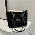 thumbnail image 1 of Jpxdew Canvas Tote Bag,12.99x12.2in Striped Velvet Commuters Crossbody,Large Capacity Handheld Purse for Work Essentials, 1 of 6