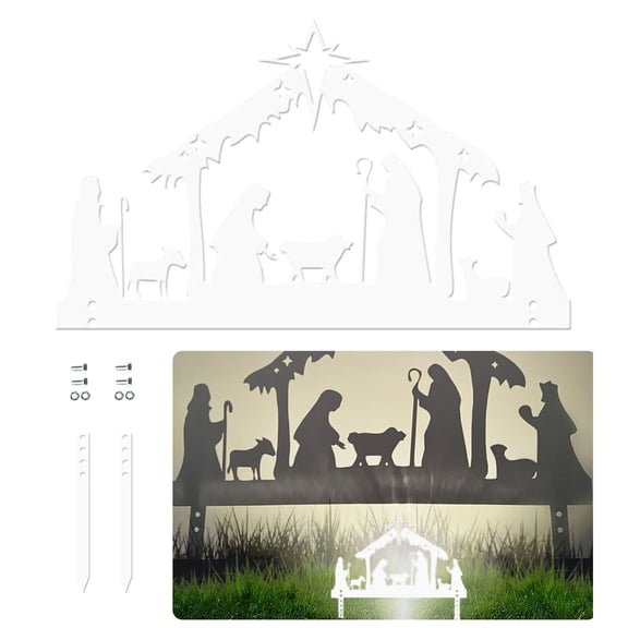 Jpxdew Christmas Eve Ornaments,Wrought Iron Silhouettes,Nativity Scene-Outdoor Christmas Decorations,Easy to Assemble,Adds Festive Atmosphere