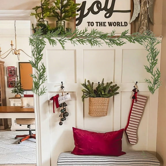 Jpxdew Christmas Greenery Rattan for Door Fireplace Decor,Natural Pine Needle Design,70.8in Length