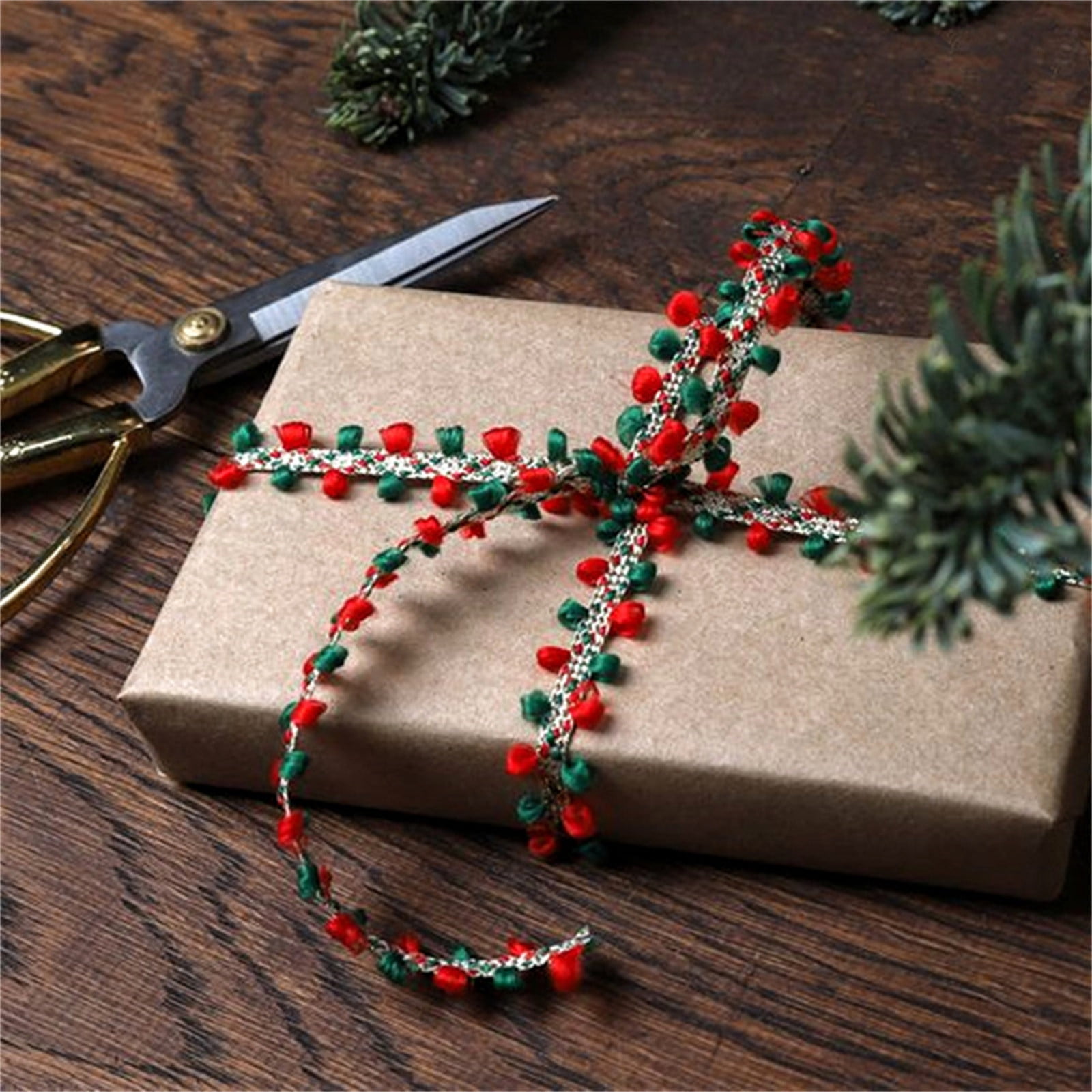 25 Yard Christmas Ribbon for Wreath Bow Wrapping Gift, Red Gold