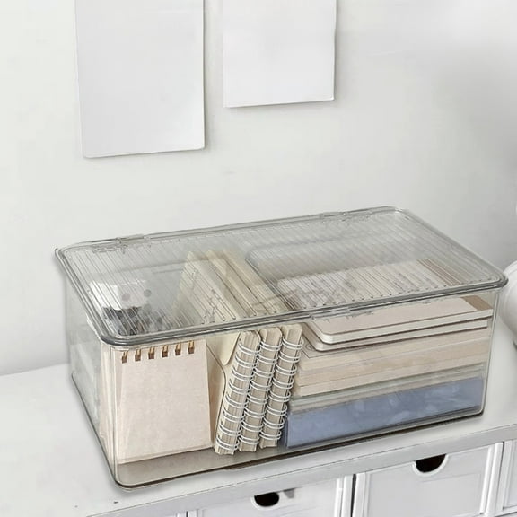 Jpxdew Clear Storage Box Set-Acrylic Organizing Boxes for OfficeCosmeticand Desktop Supplies-Stackable with Transparent Design and Easy-Access Lid