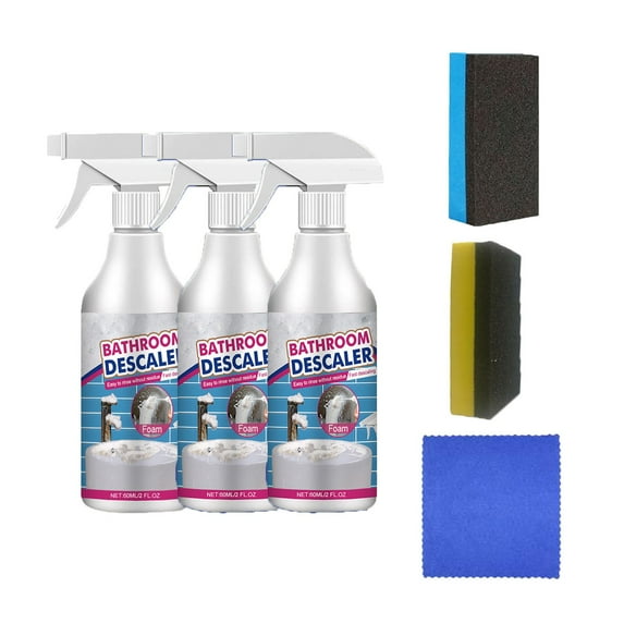 Jpxdew Convenient Bathroom Cleaner Set, Bathroom Cleaning Kit, Cleaning Supplies Bundle 3pc Bathroom Cleaner 2 Sponges 1 Towel for Bathroom Cleaning on Bathtubs Showers in Home Bathroom Maintenance