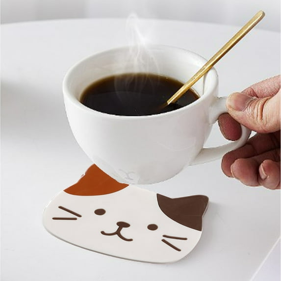 Jpxdew Cute PVC Non-slip Heat Insulation Mat-2 Pack-Absorbent Placemat for Tea,Coffee & Dining Tables-High-Temperature Resistant,Easy Clean-Multi-Color Options (Black,Green,White,Gray)