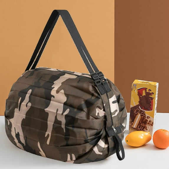 Jpxdew Folding Shopping Bag with Shoulder Strap-Portable,Thick,Large Capacity Grocery Bag for Travel & Supermarket-Tear-Resistant Nylon,Machine Washable