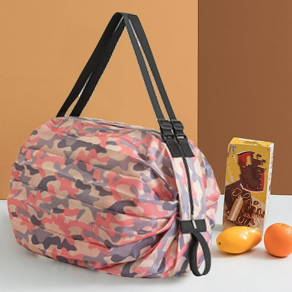 Jpxdew Folding Shopping Bag with Shoulder Strap-Portable,Thick,Large Capacity Grocery Bag for Travel & Supermarket-Tear-Resistant Nylon,Machine Washable