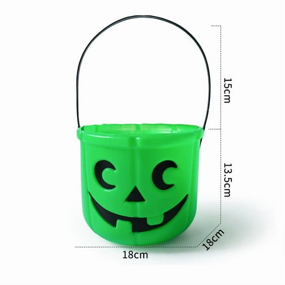 Jpxdew Halloween Candy Bucket,Classic Pumpkin Bucket with Orange Smiley Face,Sturdy Plastic Handle,Jack O Lantern Pail for Trick or Treat Events,at Halloween Parties,as Indoor Home Decor