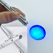 Jpxdew  2-in-1 UV Money Detector Pen & LED Writing Tool | Dual Function Counterfeit Bill Checker with Invisible Ink for Travel, Office, Emergency Use(5.12in,Silver)