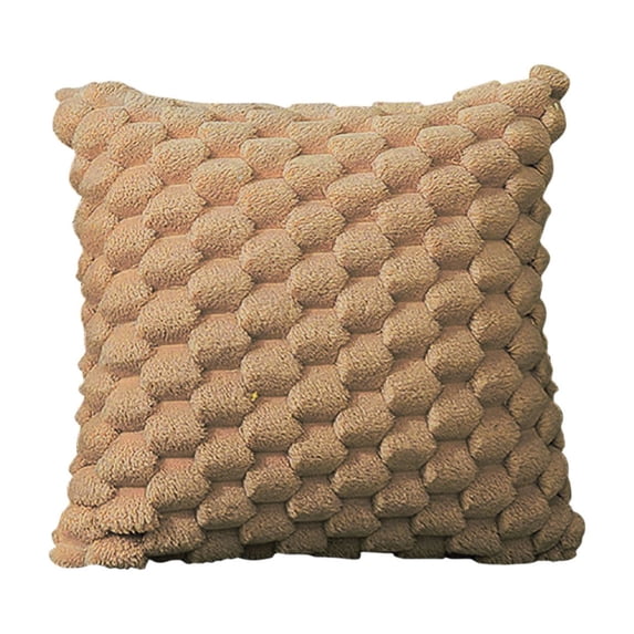 Jpxdew Khaki Soft Plush Velvet Throw Pillow Cover 20x20 Inch, Textured Bubble Cushion Case with Hidden Zipper, Decorative Square Pillowcase for Sofa, Bed, Couch & Home Decor