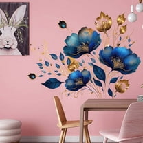 Jpxdew Large Flower Wall Stickers (15.6x11.8 Inch) - Peel & Stick Self-Adhesive Wall Decals for Bedroom, Living Room, Nursery, Easy to Remove, Reusable & Eco-Friendly (Vibrant Colors)