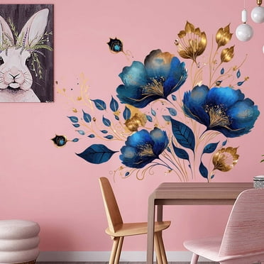 Jpxdew Large Flower Wall Stickers (15.6x11.8 Inch) - Peel & Stick Self-Adhesive Wall Decals for Bedroom, Living Room, Nursery, Easy to Remove, Reusable & Eco-Friendly (Vibrant Colors)