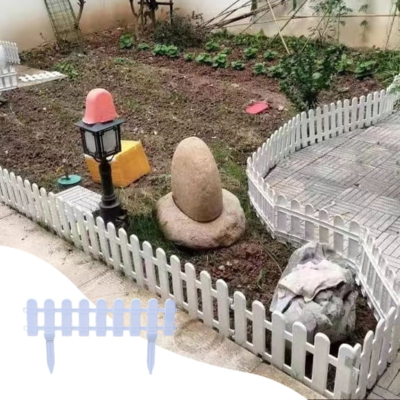 Jpxdew PVC Garden Fence-White Flower Bed Edging with Ground Studs On Sale,Easy Assembly and Portable Design for Multipurpose Use in Home and Outdoor Spaces