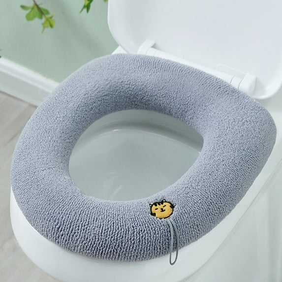 Jpxdew Plush Toilet Seat Cover 2-Pack, Soft Fleece Toilet Seat Cushion for Winter Warmth, Non-Slip Elastic Toilet Lid Cover, Machine Washable Bathroom Toilet Seat Mat