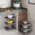 thumbnail image 1 of Jpxdew Pot Rack Carbon Steel Adjustable,16.34x10.43x8.66 in,3 Tier Shelves,Space Saving Organizer,For Kitchen Cookware Storage, 1 of 9