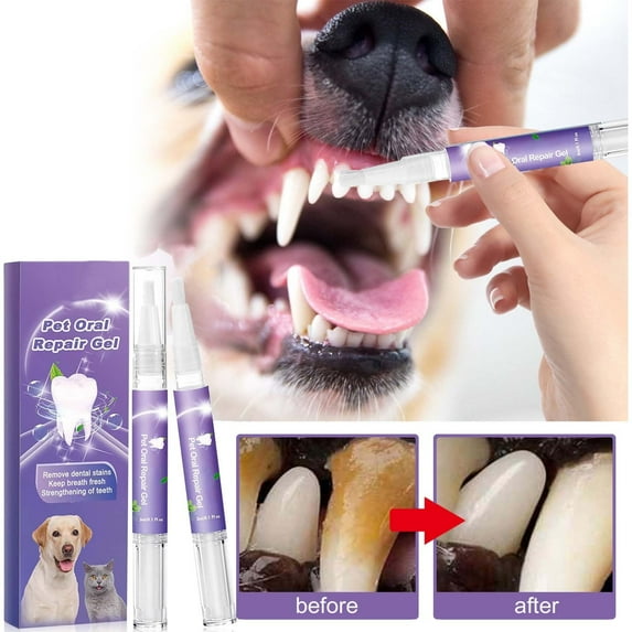 Jpxdew Enzymatic Pet Dental Gel for Dogs & Cats - 2x3ml Antibacterial Formula, Plaque Removal & Gum Care, Fresh Breath Daily Oral Solution
