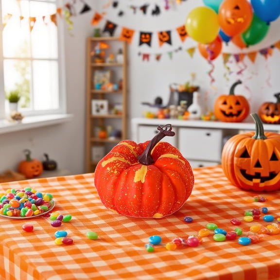 Jpxdew Pumpkin Decor 5.5 Inch,Resin Thanksgiving Tabletop Ornament,Reusable Fall Centerpiece