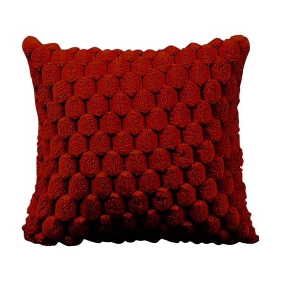 Jpxdew Red Soft Plush Velvet Throw Pillow Cover 19.7x19.7 Inch, Textured Bubble Cushion Case with Hidden Zipper, Decorative Square Pillowcase for Sofa, Bed, Couch & Home Decor