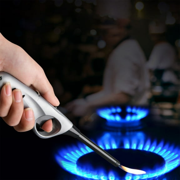 Jpxdew Refillable Butane Torch Lighter On Sale,Windproof Kitchen Cooking Lighter with Safe Lock & Adjustable Flame,Super Strong Blue Flame for BBQ,Candles,Camping-Black,Gray,Gold,Blue,Pink