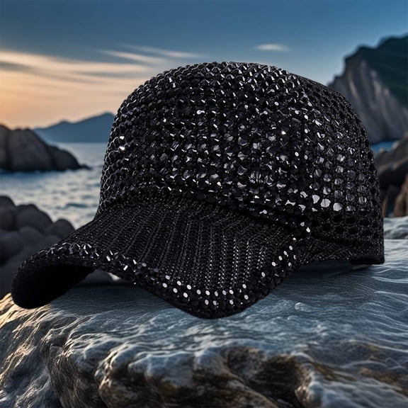 Jpxdew Rhinestone Baseball Cap Adjustable,Polyester Sun Hat UV Protection,Breathable Sport Mesh Lasers Hat
