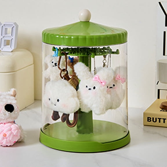 Jpxdew Rotating Display Case 11.73x8.27x8.27in,Plastic Collectibles Storage Box,Transparent Cover Home Decor Rack