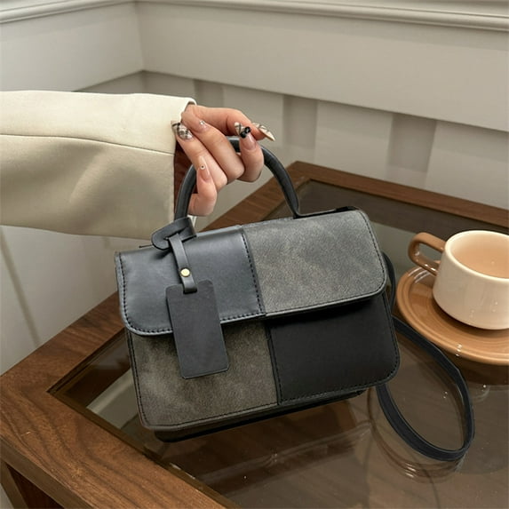 Jpxdew Small Crossbody Bag,7.87x5.51x2.76in Leather Square Purse,Adjustable Strap,Commuter Minimalist Shoulder Bag