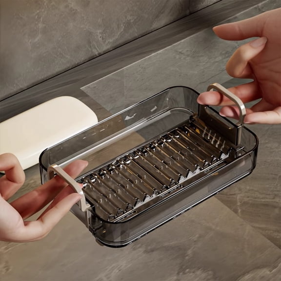 Jpxdew Soap Storage Organizer,5.31x3.54x1.38in Slim Soap Saver,Non-Slip Rack for Kitchen Bathroom Countertop