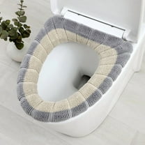 Jpxdew Soft Knitted Toilet Seat Cover for Winter, Plush Toilet Seat Cushion Cover with Non-Slip Back, Warm & Comfortable Bathroom Toilet Lid Cover, Machine Washable, Grey