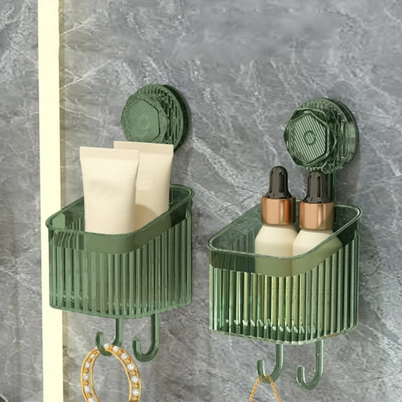 Jpxdew Suction Cup Shelf for Bathroom,5.66x3.66in,No Drill,Non Marking,Transparent Storage Rack,Organizes Sink Area