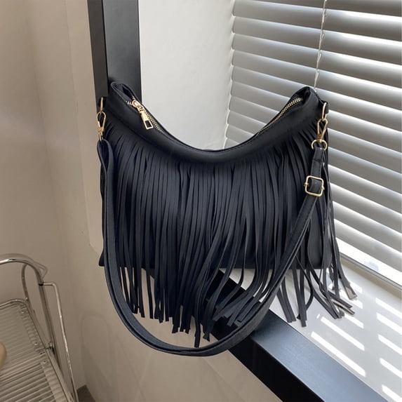 Jpxdew Tassel Shoulder Bag,11.81x11.22x9.84in Retro Nylon Casual Commuter,Crossbody Handbag for Women Accessories Storage