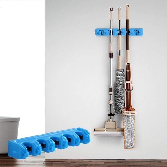 Jpxdew Wall Mounted Tool Organizer 16x3.2x2.4in,Adjustable Hooks Slots,Garage Kitchen Storage,Slip-Resistant Grips,Broom Mop Holder