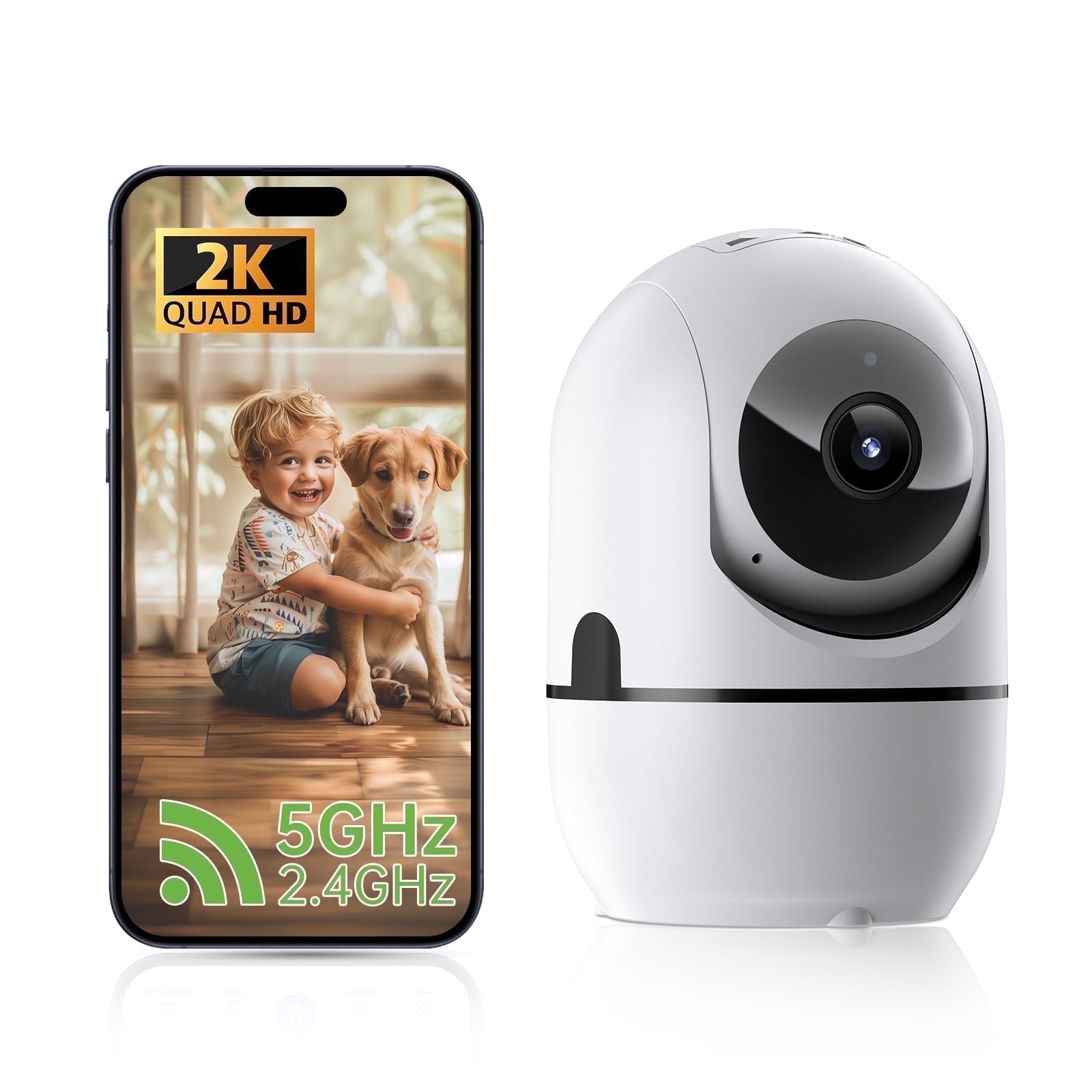 Jqimn 3K Pan/Tilt WiFi Security Camera - AI Motion Detection, Color Night Vision, 2-Way Audio, Siren, Cloud/TF Storage, Indoor Use for Baby/Pet Monitoring